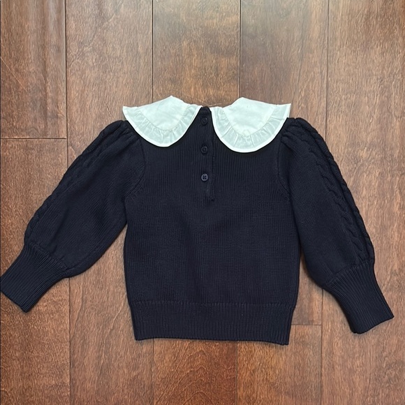 Janie and Jack The Cable Knit Bow Sweater, White Collar and Bow, Size 12-18 M - Picture 11 of 14